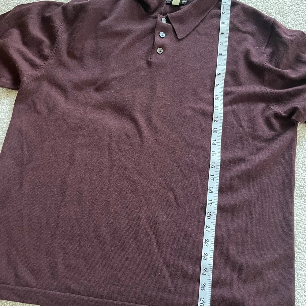 Men's Burgundy Long Sleeve Polo Shirt Wool size XL preppy